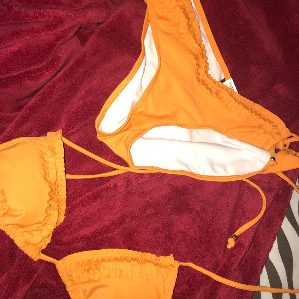 Orange two piece bathing suit